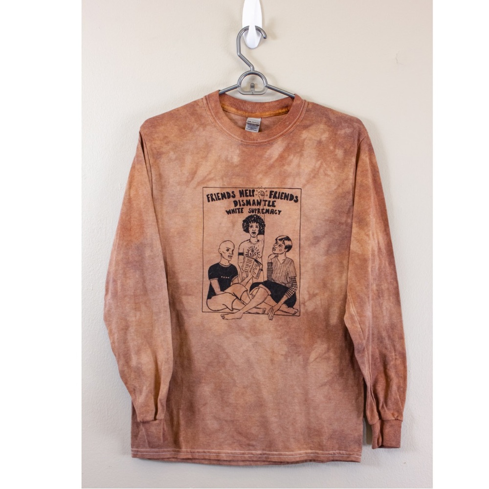 NWT Screen Printed and hand dyed political long sleeve tee